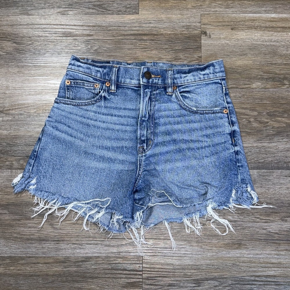 American Eagle Stretch Denim Cutoff Shorts Womens 2 Mid-to-High Rise Waist